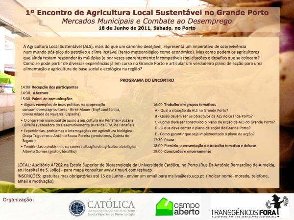 1º Encontro de Agricultura Local Sustentável no Grande Porto